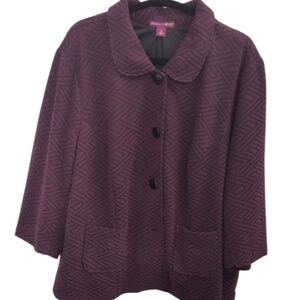 Jessica London Burgundy Black Knit Jacket